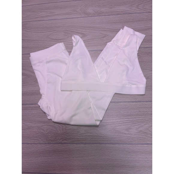 YG collection Other - White Ribbed Knit 2-Piece Lounge Set Bralette and Leggings Size M
